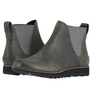Sorel Harlow Chelsea Rain Boot Waterproof Leather Grey Women's 7.5